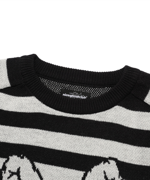 NICE GHOST CLUB(ナイスゴーストクラブ)の「SKULL RABBIT STRIPE KNIT_BLACK(NG2FSUK600A)(ニット/セーター・レディース・ブラック・S/M/L)」の3枚目の写真