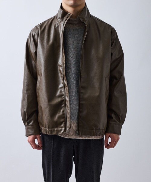 le cercle ADAM ET ROPE'（ルセルクルアダムエロペ）の「レザーライクブルゾン（ブルゾン・メンズ・ダークブラウン/ブラック・L/M/LL）」の3枚目の写真