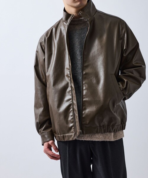 le cercle ADAM ET ROPE'（ルセルクルアダムエロペ）の「レザーライクブルゾン（ブルゾン・メンズ・ダークブラウン/ブラック・L/M/LL）」の4枚目の写真