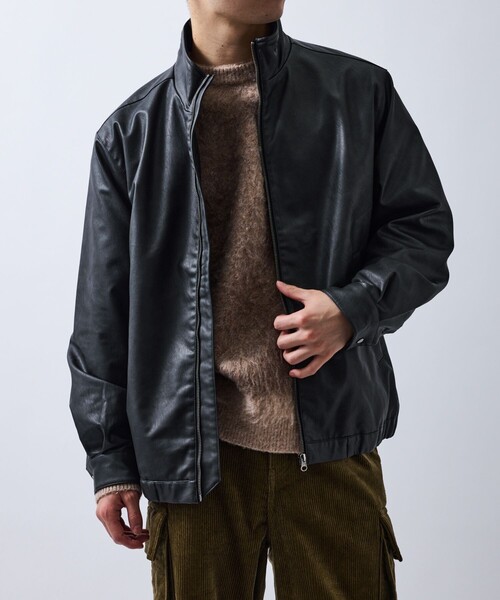 le cercle ADAM ET ROPE'（ルセルクルアダムエロペ）の「レザーライクブルゾン（ブルゾン・メンズ・ダークブラウン/ブラック・L/M/LL）」の8枚目の写真