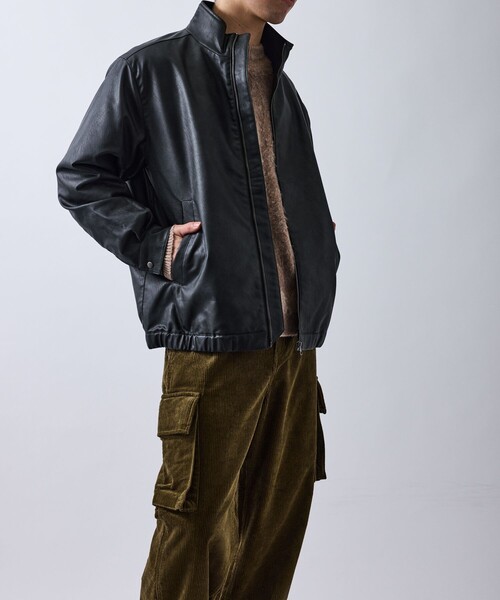 le cercle ADAM ET ROPE'（ルセルクルアダムエロペ）の「レザーライクブルゾン（ブルゾン・メンズ・ダークブラウン/ブラック・L/M/LL）」の10枚目の写真