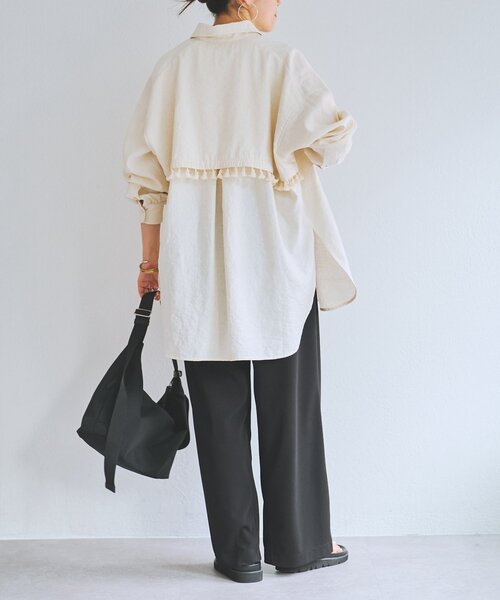 BEARDSLEY（ビアズリー）の「フリンジシャツ（シャツ/ブラウス・レディース・オレンジ/アイボリー・FREE）」の3枚目の写真