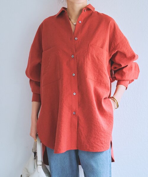 BEARDSLEY（ビアズリー）の「フリンジシャツ（シャツ/ブラウス・レディース・オレンジ/アイボリー・FREE）」の5枚目の写真