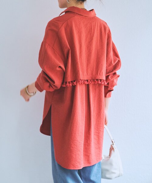 BEARDSLEY（ビアズリー）の「フリンジシャツ（シャツ/ブラウス・レディース・オレンジ/アイボリー・FREE）」の6枚目の写真