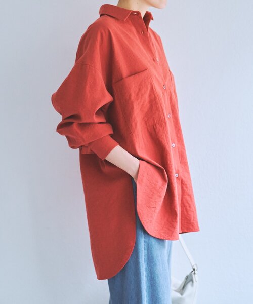 BEARDSLEY（ビアズリー）の「フリンジシャツ（シャツ/ブラウス・レディース・オレンジ/アイボリー・FREE）」の8枚目の写真