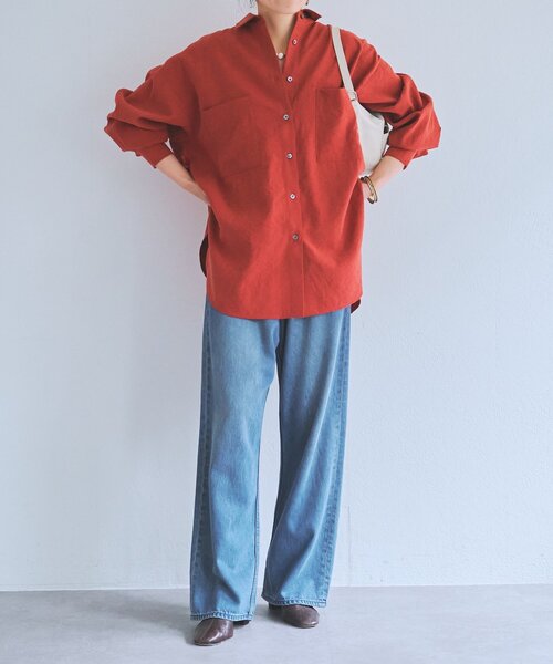 BEARDSLEY（ビアズリー）の「フリンジシャツ（シャツ/ブラウス・レディース・オレンジ/アイボリー・FREE）」の9枚目の写真