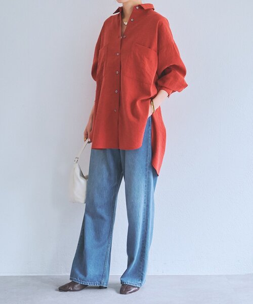 BEARDSLEY（ビアズリー）の「フリンジシャツ（シャツ/ブラウス・レディース・オレンジ/アイボリー・FREE）」の10枚目の写真