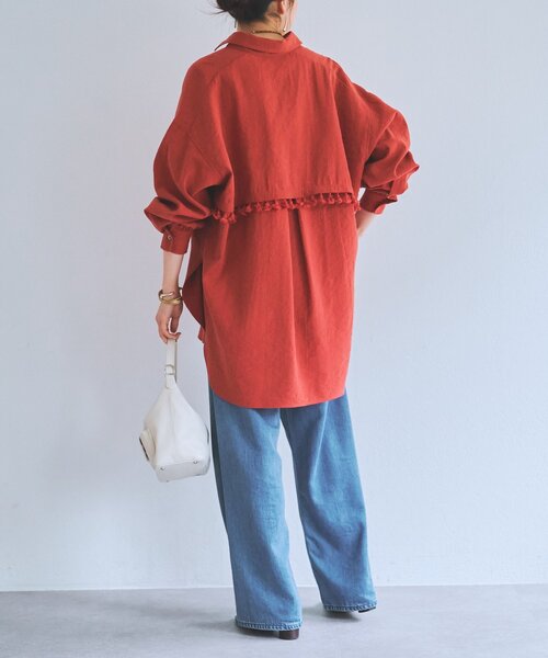 BEARDSLEY（ビアズリー）の「フリンジシャツ（シャツ/ブラウス・レディース・オレンジ/アイボリー・FREE）」の11枚目の写真