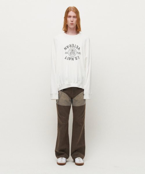 FROM ARLES(フロムアルル)の「クラシックフィット80Sヴィンテージロングスリーブ / USネイビー(Tシャツ/カットソー・メンズ・ホワイト・L/M)」の2枚目の写真