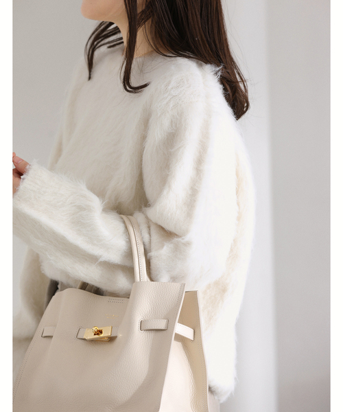 La TOTALITE（ラトータリテ）の「ウール混クルーネックプルオーバー（ニット/セーター・レディース・ホワイト/ピンク/グレー・FREE）」の2枚目の写真