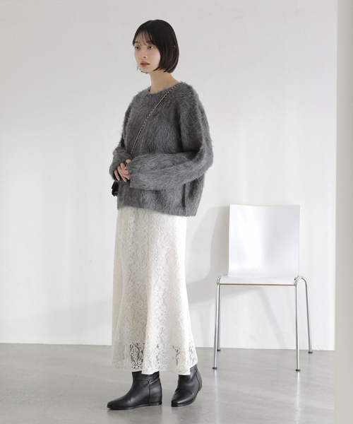 La TOTALITE（ラトータリテ）の「ウール混クルーネックプルオーバー（ニット/セーター・レディース・ホワイト/ピンク/グレー・FREE）」の5枚目の写真