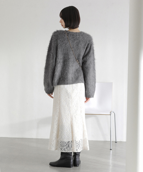 La TOTALITE（ラトータリテ）の「ウール混クルーネックプルオーバー（ニット/セーター・レディース・ホワイト/ピンク/グレー・FREE）」の6枚目の写真