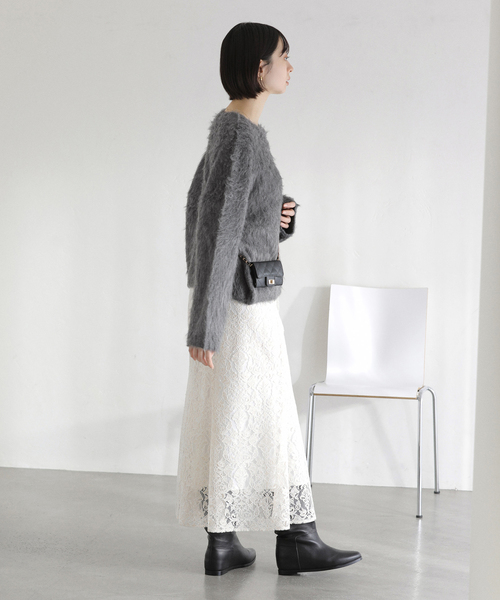 La TOTALITE（ラトータリテ）の「ウール混クルーネックプルオーバー（ニット/セーター・レディース・ホワイト/ピンク/グレー・FREE）」の7枚目の写真