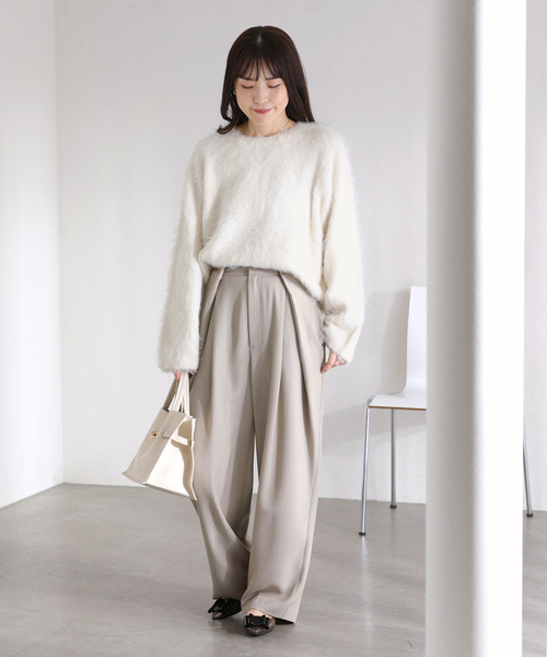 La TOTALITE（ラトータリテ）の「ウール混クルーネックプルオーバー（ニット/セーター・レディース・ホワイト/ピンク/グレー・FREE）」の10枚目の写真