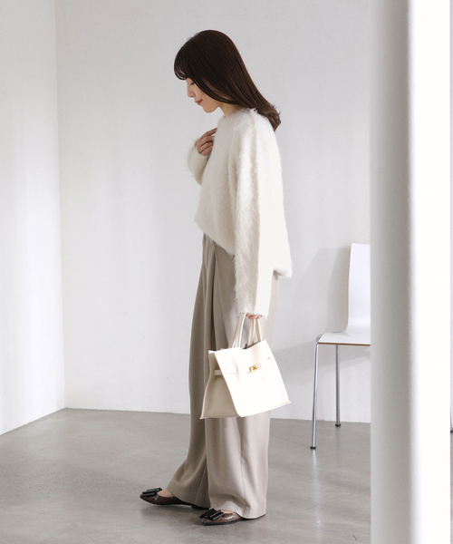 La TOTALITE（ラトータリテ）の「ウール混クルーネックプルオーバー（ニット/セーター・レディース・ホワイト/ピンク/グレー・FREE）」の11枚目の写真