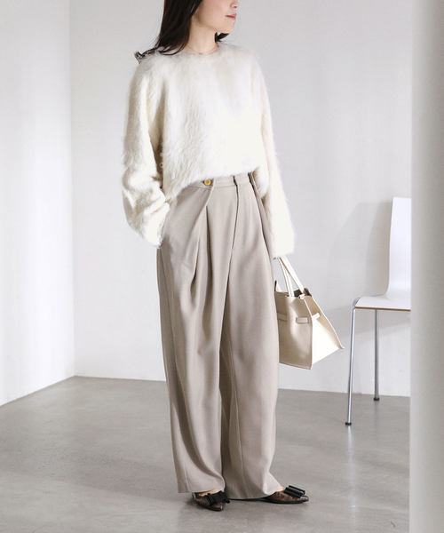 La TOTALITE（ラトータリテ）の「ウール混クルーネックプルオーバー（ニット/セーター・レディース・ホワイト/ピンク/グレー・FREE）」の13枚目の写真