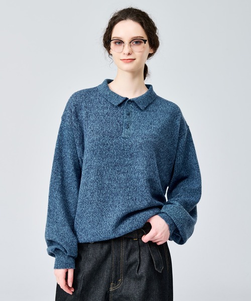 WETTEMPT（ウィテンプト）の「MERANGE KNIT POLO / メランジニットポロ（ニット/セーター・メンズ・カーキ/グレー/チャコールグレー/ブルー・SMALL/MEDIUM/LARGE）」の4枚目の写真