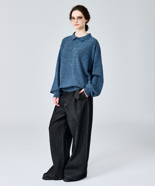 WETTEMPT（ウィテンプト）の「MERANGE KNIT POLO / メランジニットポロ（ニット/セーター・メンズ・カーキ/グレー/チャコールグレー/ブルー・SMALL/MEDIUM/LARGE）」の5枚目の写真