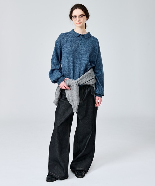 WETTEMPT（ウィテンプト）の「MERANGE KNIT POLO / メランジニットポロ（ニット/セーター・メンズ・カーキ/グレー/チャコールグレー/ブルー・SMALL/MEDIUM/LARGE）」の8枚目の写真