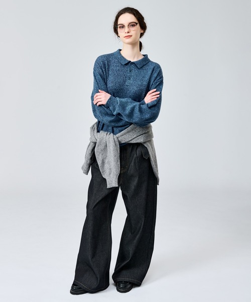 WETTEMPT（ウィテンプト）の「MERANGE KNIT POLO / メランジニットポロ（ニット/セーター・メンズ・カーキ/グレー/チャコールグレー/ブルー・SMALL/MEDIUM/LARGE）」の9枚目の写真