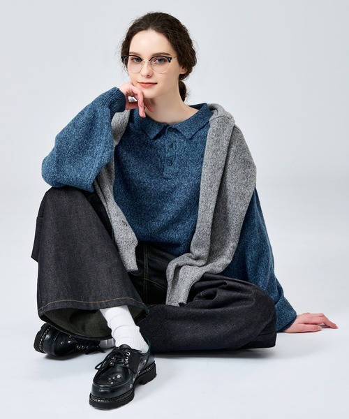 WETTEMPT（ウィテンプト）の「MERANGE KNIT POLO / メランジニットポロ（ニット/セーター・メンズ・カーキ/グレー/チャコールグレー/ブルー・SMALL/MEDIUM/LARGE）」の13枚目の写真