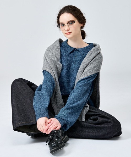 WETTEMPT（ウィテンプト）の「MERANGE KNIT POLO / メランジニットポロ（ニット/セーター・メンズ・カーキ/グレー/チャコールグレー/ブルー・SMALL/MEDIUM/LARGE）」の14枚目の写真