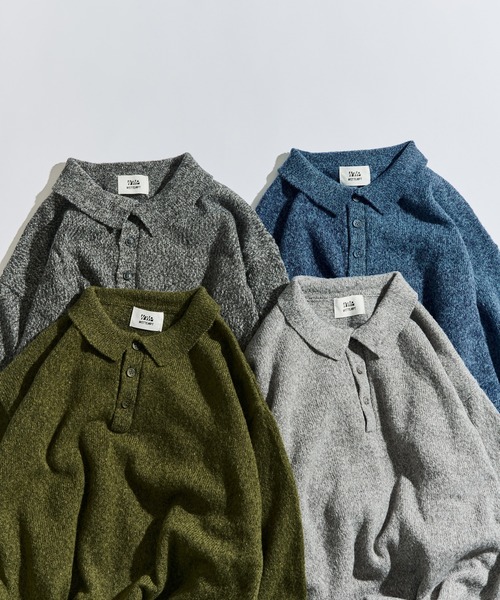 WETTEMPT（ウィテンプト）の「MERANGE KNIT POLO / メランジニットポロ（ニット/セーター・メンズ・カーキ/グレー/チャコールグレー/ブルー・SMALL/MEDIUM/LARGE）」の19枚目の写真