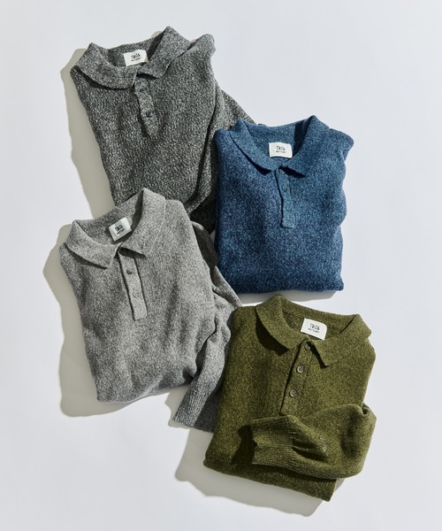 WETTEMPT（ウィテンプト）の「MERANGE KNIT POLO / メランジニットポロ（ニット/セーター・メンズ・カーキ/グレー/チャコールグレー/ブルー・SMALL/MEDIUM/LARGE）」の20枚目の写真