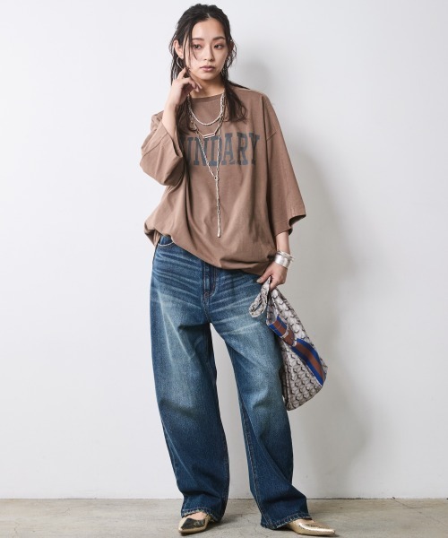 CHIC STYLE(シックスタイル)の「綿100%ロゴプリントチュニックTシャツ<大きいサイズ有>シックスタイル(その他トップス・レディース・チャコール/モカ・5L/4L/3L/LL/L/M)」の21枚目の写真
