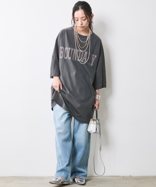 CHIC STYLE(シックスタイル)の「綿100%ロゴプリントチュニックTシャツ<大きいサイズ有>シックスタイル(その他トップス・レディース・チャコール/モカ・5L/4L/3L/LL/L/M)」の6枚目の写真