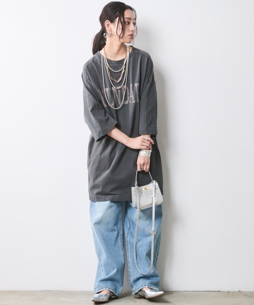 CHIC STYLE(シックスタイル)の「綿100%ロゴプリントチュニックTシャツ<大きいサイズ有>シックスタイル(その他トップス・レディース・チャコール/モカ・5L/4L/3L/LL/L/M)」の8枚目の写真