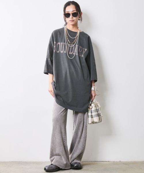 CHIC STYLE(シックスタイル)の「綿100%ロゴプリントチュニックTシャツ<大きいサイズ有>シックスタイル(その他トップス・レディース・チャコール/モカ・5L/4L/3L/LL/L/M)」の11枚目の写真