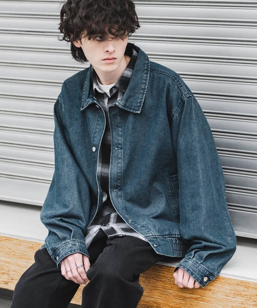 ヴィンテージライク オーバーサイズデニムブルゾン（デニムジャケット
