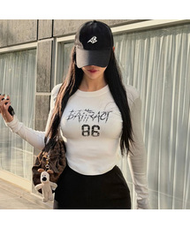 BATTRACT（バトラクト）の「ウィメンズクラックBATTベーシックラウンドTシャツ_ブラック（Tシャツ/カットソー）」