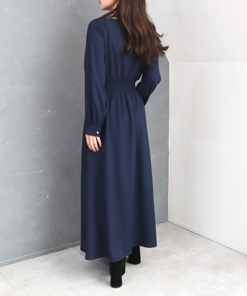 CECIL McBEE(セシルマクビー)の「胸元プリーツワンピース(ワンピース・レディース・ネイビー/ライトグレー・MEDIUM)」の11枚目の写真