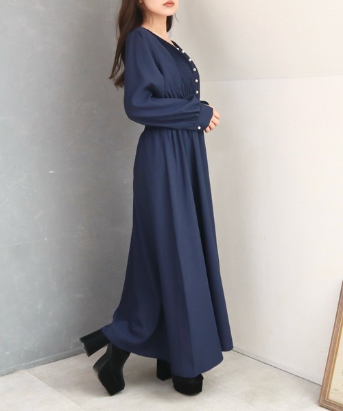 CECIL McBEE(セシルマクビー)の「胸元プリーツワンピース(ワンピース・レディース・ネイビー/ライトグレー・MEDIUM)」の12枚目の写真