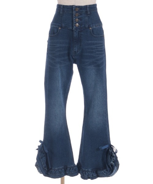 axes femme（アクシーズファム）の「フリルハイウエストデニム（その他パンツ・レディース・インディゴブルー/ケミカルウォッシュ・LARGE/MEDIUM）」の5枚目の写真