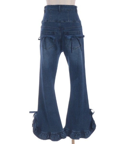 axes femme（アクシーズファム）の「フリルハイウエストデニム（その他パンツ・レディース・インディゴブルー/ケミカルウォッシュ・LARGE/MEDIUM）」の7枚目の写真