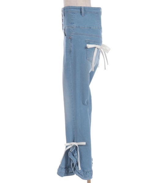 axes femme（アクシーズファム）の「フリルハイウエストデニム（その他パンツ・レディース・インディゴブルー/ケミカルウォッシュ・LARGE/MEDIUM）」の14枚目の写真