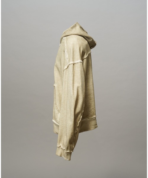 UNISEX》Over-Dye Embroidery Prime-Over Sweat Zip Hoodie/オーバー