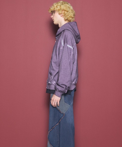 MAISON SPECIAL（メゾンスペシャル）の「《UNISEX》オーバーダイエンブロイダリースウェットプライムオーバーZIPパーカー/Over-Dye Embroidery Prime-Over Sweat Zip Hoodie【MAISON SPECIAL/メゾンスペシャル】（パーカー・メンズ・ブラック/グレイッシュベージュ/カーキ・0/1/2）」の15枚目の写真