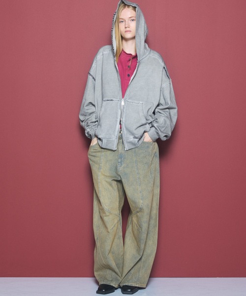 MAISON SPECIAL（メゾンスペシャル）の「《UNISEX》オーバーダイエンブロイダリースウェットプライムオーバーZIPパーカー/Over-Dye Embroidery Prime-Over Sweat Zip Hoodie【MAISON SPECIAL/メゾンスペシャル】（パーカー・メンズ・ブラック/グレイッシュベージュ/カーキ・0/1/2）」の19枚目の写真