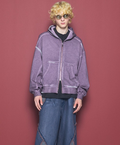 MAISON SPECIAL（メゾンスペシャル）の「《UNISEX》オーバーダイエンブロイダリースウェットプライムオーバーZIPパーカー/Over-Dye Embroidery Prime-Over Sweat Zip Hoodie【MAISON SPECIAL/メゾンスペシャル】（パーカー・メンズ・ブラック/グレイッシュベージュ/カーキ・0/1/2）」の14枚目の写真