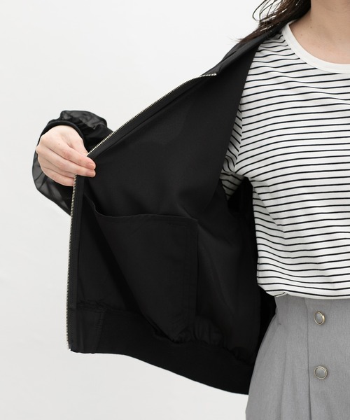 Honeys（ハニーズ）の「シアー重ねブルゾン（ブルゾン・レディース・グレイッシュベージュ/グレイッシュブルー/ブラック/ピンク系・M/LL/L/3L/S）」の9枚目の写真