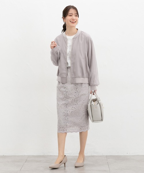 Honeys（ハニーズ）の「シアー重ねブルゾン（ブルゾン・レディース・グレイッシュベージュ/グレイッシュブルー/ブラック/ピンク系・M/LL/L/3L/S）」の13枚目の写真