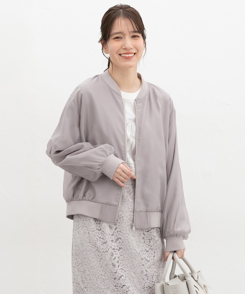 Honeys（ハニーズ）の「シアー重ねブルゾン（ブルゾン・レディース・グレイッシュベージュ/グレイッシュブルー/ブラック/ピンク系・M/LL/L/3L/S）」の14枚目の写真