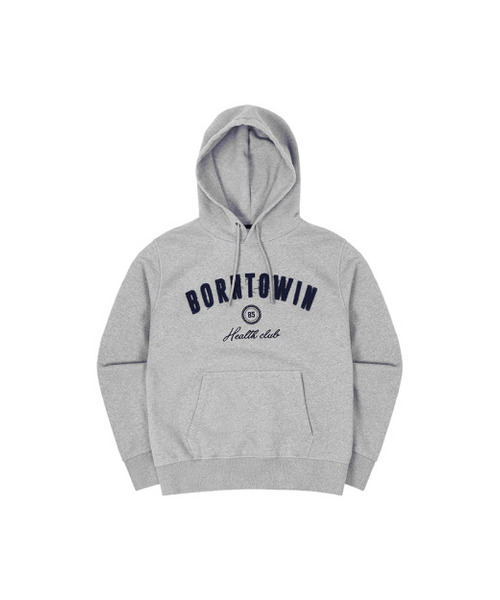 BORNTOWIN PATCH MUSCLE FIT HOODIE [MELANGE GREY]（パーカー）｜BORN 