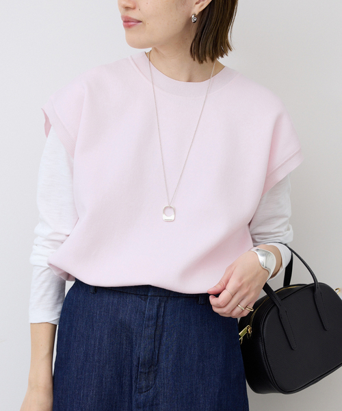 SLOBE IENA(スローブイエナ)の「《追加》ダブルフェイスバックオープンベスト(ベスト・レディース・ピンク系その他/チャコールグレー・FREE)」の2枚目の写真