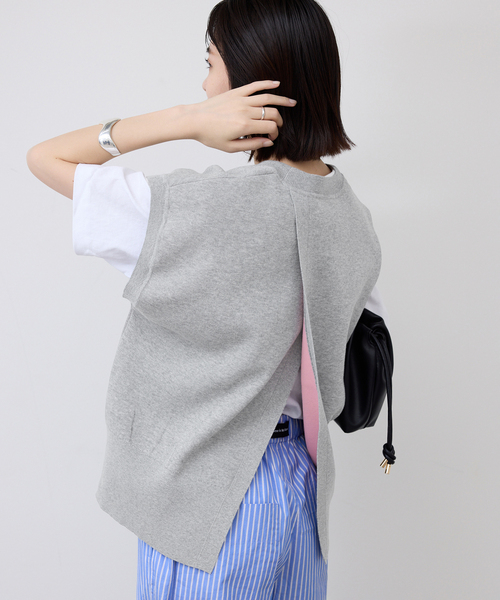 SLOBE IENA(スローブイエナ)の「《追加》ダブルフェイスバックオープンベスト(ベスト・レディース・ピンク系その他/チャコールグレー・FREE)」の1枚目の写真