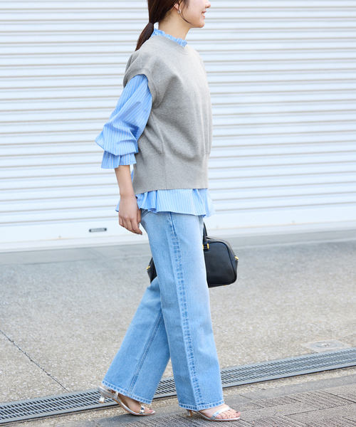 SLOBE IENA(スローブイエナ)の「《追加》ダブルフェイスバックオープンベスト(ベスト・レディース・ピンク系その他/チャコールグレー・FREE)」の12枚目の写真